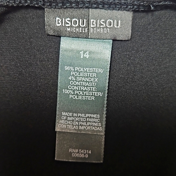 Bisou Bisou Size 14 Womens Black Dress With Bejeweled Sleeves - Picture 8 of 8